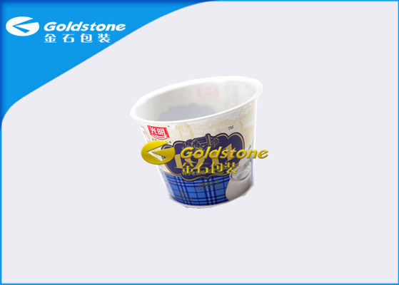 Eco Friendly Plastic Packaging Yogurt Cups / Bottles White / Blue Colored